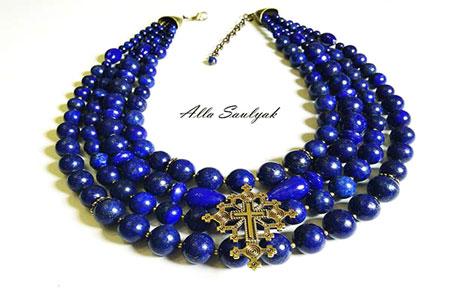 Намисто ручної роботи лазурит.